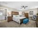 Spacious main bedroom with carpeting, walk-in bathroom, and ample dresser space at 218 River Martin Ct, Summerville, SC 29483