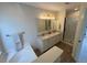 Bathroom with double sinks, granite countertops, and walk-in shower at 2204 Andover Way, Mount Pleasant, SC 29466