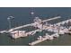 Aerial view of a marina, displaying numerous boats docked neatly in slips at 2431 Settlers St, Charleston, SC 29492