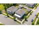 An aerial view of a neighborhood featuring well-maintained homes, landscaping, and sidewalks at 262 Great Lawn Dr, Summerville, SC 29486