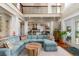 Spacious living room featuring a soaring ceiling, clerestory windows, and an oversized sectional sofa at 2705 Parkers Landing Rd, Mount Pleasant, SC 29466