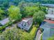 Aerial shot of the house surrounded by lush greenery, showcasing its location and well-kept grounds at 318 N Magnolia St, Summerville, SC 29483