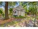 Back yard of a home with a small shed, lush landscaping, and a private patio at 318 N Magnolia St, Summerville, SC 29483