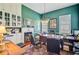 Well-appointed office with a fireplace, built-in cabinets, and classic decor at 318 N Magnolia St, Summerville, SC 29483
