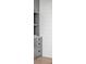 Close-up of custom gray built-ins with cabinets and drawers adding convenient storage to the mudroom at 507 Mccants Dr, Mount Pleasant, SC 29464