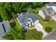 Aerial view highlighting the roof, landscaping, and proximity to mature trees at 6242 Fieldstone Cir, Charleston, SC 29414