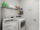 Functional laundry room with white washer and dryer, storage shelves, and a clean, organized layout at 630 Jancus St, Charleston, SC 29414