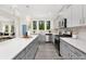 Modern kitchen with a large island, stainless steel appliances, and stylish gray cabinets at 714 N Hickory St # 13, Summerville, SC 29483