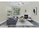 Comfortable living room with gray sofa, accent chairs, and fireplace, creating an inviting and stylish space at 7869 High Maple Cir, North Charleston, SC 29418