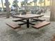 Community picnic area with large tables, chairs, and palm trees, ideal for outdoor gatherings and relaxation at 112 Whisper Dr, Summerville, SC 29485