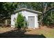 Charming backyard shed offering extra storage space, nestled among mature trees at 1195 Framptons Inlet Rd, Edisto Island, SC 29438