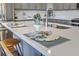 This modern kitchen features sleek countertops, a stainless steel sink, and stylish decor on the island at 175 Darby Meadow Ln, Ridgeville, SC 29472