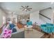 Open living area with hardwood floors, kitchen, dining, and comfortable seating arrangement at 175 Darby Meadow Ln, Ridgeville, SC 29472