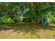 Spacious backyard featuring mature trees, a storage shed, and an inviting atmosphere at 1918 Piper Dr, Charleston, SC 29407