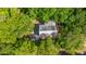 Aerial view of a charming single-Gathering home nestled in lush greenery with a light-colored roof at 2468 Marina Rd, Wadmalaw Island, SC 29487