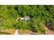 Aerial view of the property highlighting its secluded location and mature landscaping at 2468 Marina Rd, Wadmalaw Island, SC 29487