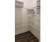 Organized pantry with wire shelving and stylish striped storage boxes at 260 Huguenot Trl, Huger, SC 29450