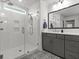 Stylish bathroom showcasing a tiled shower and a vanity with modern hardware at 277 Fiddleback Dr, Summerville, SC 29486