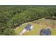 Birds eye view of a new home nestled near a lush green forest, highlighting the serene setting at 310 Mizell Rd, Dorchester, SC 29437