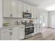Updated kitchen with stainless steel range and microwave, white cabinetry, and sleek hardware at 310 Mizell Rd, Dorchester, SC 29437