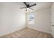 Bedroom with light carpet, white walls, a ceiling fan, and a window overlooking the neighborhood at 313 Catawba Branch Way, Moncks Corner, SC 29461