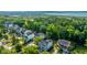 Stunning aerial view of colorful neighborhood homes backed by lush forest and scenic waterfront at 3711 Tip Ln, Mount Pleasant, SC 29466