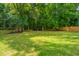 Large, grassy backyard featuring a fire pit area surrounded by lush trees at 3711 Tip Ln, Mount Pleasant, SC 29466