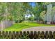 Well-maintained backyard with lush green lawn, mature trees, and a fenced perimeter for privacy at 4 Garth Dr, Charleston, SC 29414