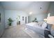 Bright main bedroom with vaulted ceiling, carpet, and large windows offers a peaceful retreat at 414 Dovetail Cir, Summerville, SC 29483