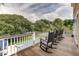 Inviting back deck featuring wood flooring, traditional rocking chairs, and private swimming pool at 601 Ocean Blvd, Isle of Palms, SC 29451