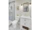 Bathroom featuring a marble vanity, modern fixtures, and a walk-in shower with stylish gray subway tile at 734 Fort Sumter Dr, Charleston, SC 29412