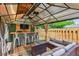 Outdoor living space features a bar with seating, comfortable lounge furniture, and a fire pit for cozy gatherings at 1007 Whitlow Blvd, Summerville, SC 29483