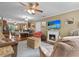 Cozy living room with fireplace and view to the kitchen and breakfast nook at 1583 Southwick Dr, Johns Island, SC 29455