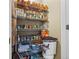 Pantry room with wire shelving filled with canned goods and other food items at 1583 Southwick Dr, Johns Island, SC 29455