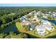 Aerial view of a well-planned lakeside community with beautifully landscaped yards and mature trees, offering serene living at 2206 Magnolia Meadows Dr, Mount Pleasant, SC 29464