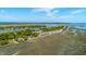 Stunning aerial view of waterfront townhomes surrounded by lush greenery and scenic marshlands at 221 E Mariners Cay # 221, Folly Beach, SC 29439
