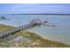 Waterfront property featuring a long wooden dock extending into the water, providing access to boats and stunning views at 2269 Hartfords Bluff Cir, Mount Pleasant, SC 29466