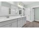 Bathroom featuring double vanity with a large mirror and a separate shower room at 467 Hidden Meadow Ln, Summerville, SC 29486