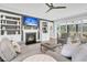 Spacious living room with a fireplace, built-in shelving, and access to the patio at 467 Hidden Meadow Ln, Summerville, SC 29486