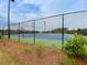 Community tennis court with new green and blue surface surrounded by a secure fence and manicured landscaping at 525 Scholar Way, Summerville, SC 29486
