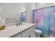 Bathroom featuring a vanity with a white countertop and a colorful shower curtain at 110 Bloomfield St, Summerville, SC 29486