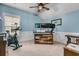 Bright office with a modern desk and exercise bike, perfect for working from home at 110 Bloomfield St, Summerville, SC 29486