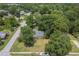 An aerial view of a charming home surrounded by lush greenery and a well-maintained lawn in a quiet neighborhood at 1350 Mosstree Rd, North Charleston, SC 29405