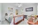 Cozy bedroom featuring a ceiling fan, and a comfortable armchair, creating a peaceful retreat at 204 Bellerive Ln, Summerville, SC 29483