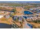 Panoramic aerial view of a well-planned community with a lake, lush greenery, and various home styles at 3278 Great Egret Dr, Johns Island, SC 29455