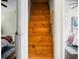 Wooden stairs leading up to the bedrooms on the second floor at 4810 Parkside Dr, North Charleston, SC 29405