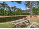 Scenic community pond with picnic table and natural tree setting at 4818 Buttercup Way, Summerville, SC 29485
