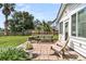 Backyard featuring a patio with seating, a picnic table, lush lawn, and palm trees at 5257 Mulholland Dr, Summerville, SC 29485