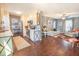 Open-concept living space featuring a modern kitchen, dining area, and cozy living room with stylish decor at 529 Laurel Ridge Rd, North Charleston, SC 29418