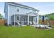 Expansive backyard with a screened-in patio, lounge chairs, and a well-manicured lawn, perfect for outdoor activities at 1004 Saltwater Cir, Johns Island, SC 29455
